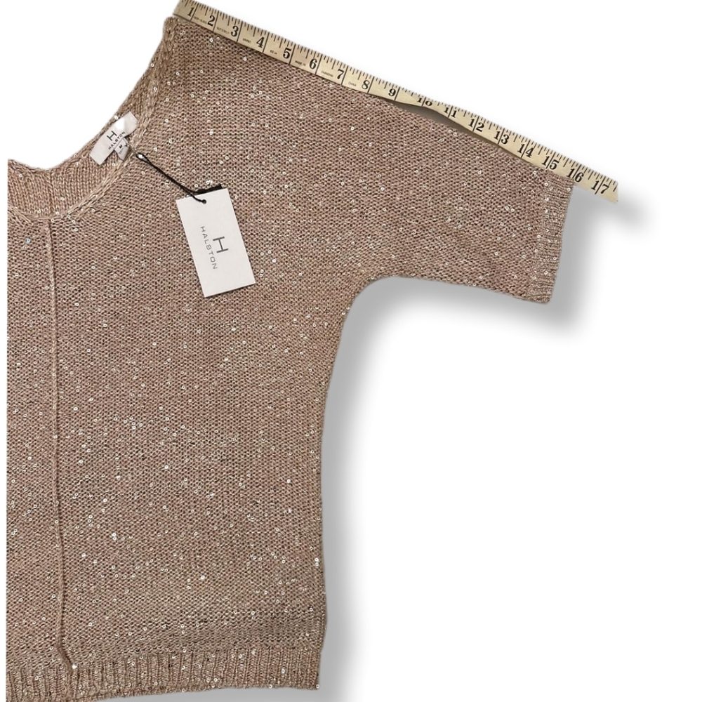 H by HALSTON Beige Champagne Sequin V-Neck Sweater
Women's Size Medium - Picture 9 of 11